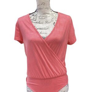 Coral Colored Wrap Style Bodysuit